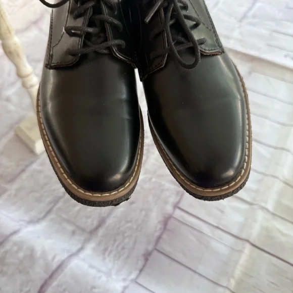 Deer Stag’s Zander Black Leather Shoes  With Memory Foam Kids Size 2.5 M - Picture 4 of 9